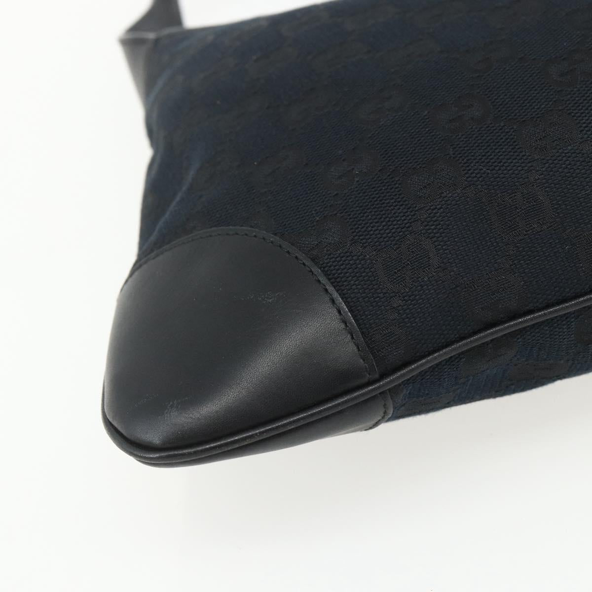 GUCCI GG Canvas Jackie Shoulder Bag Black Silver 001 4057 Auth 151638