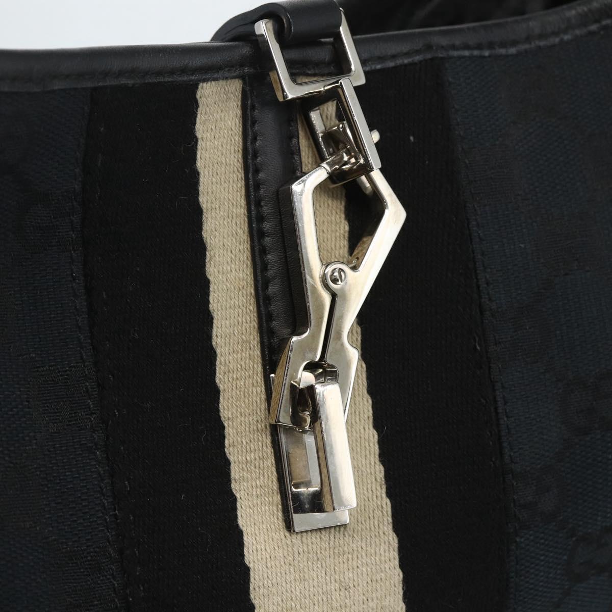 GUCCI GG Canvas Jackie Shoulder Bag Black Silver 001 4057 Auth 151638