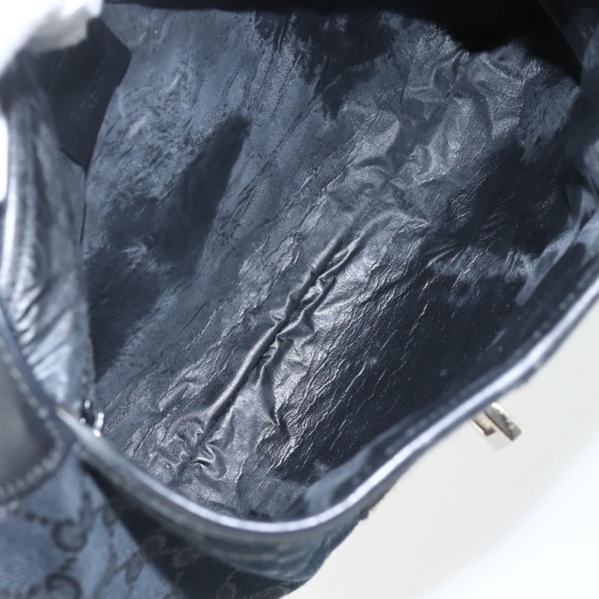 GUCCI GG Canvas Jackie Shoulder Bag Black Silver 001 4057 Auth 151638