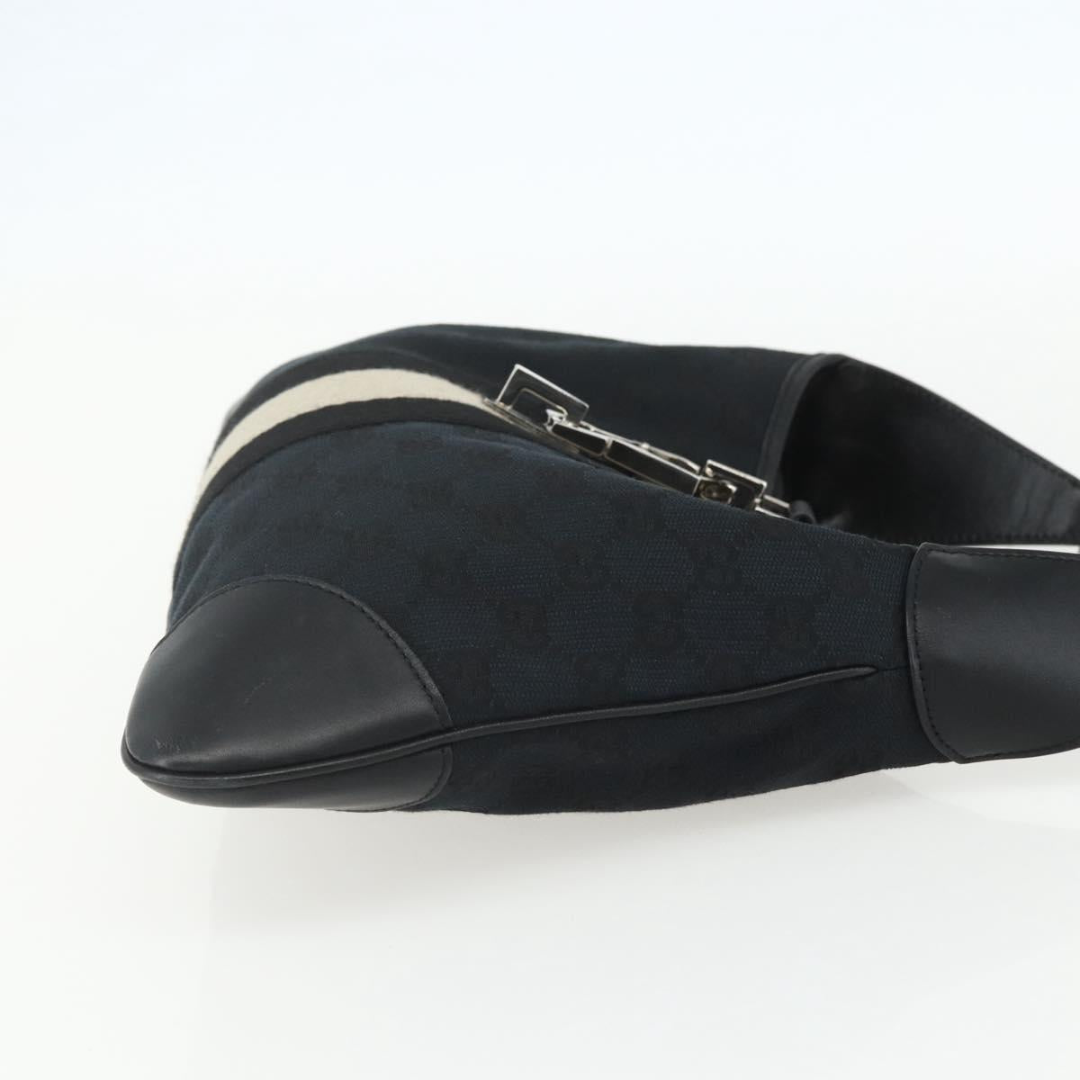 GUCCI GG Canvas Jackie Shoulder Bag Black Silver 001 4057 Auth 151638