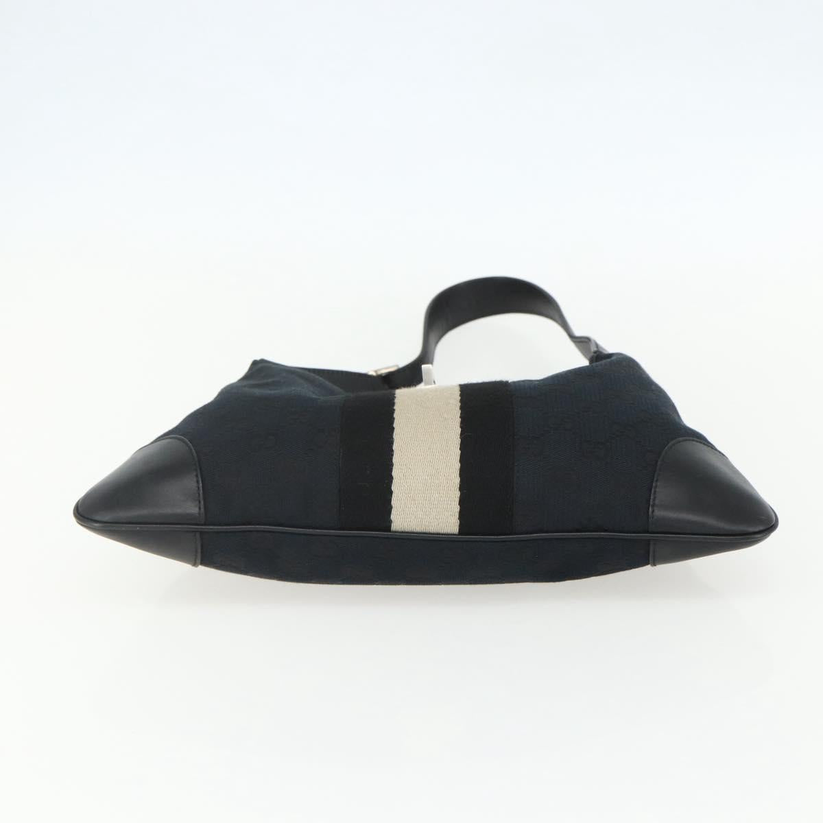 GUCCI GG Canvas Jackie Shoulder Bag Black Silver 001 4057 Auth 151638