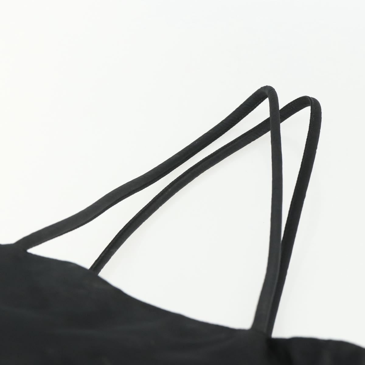 PRADA Tote Bag Nylon Black Silver Auth 151639