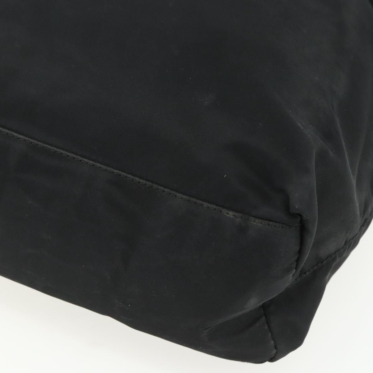 PRADA Tote Bag Nylon Black Silver Auth 151639