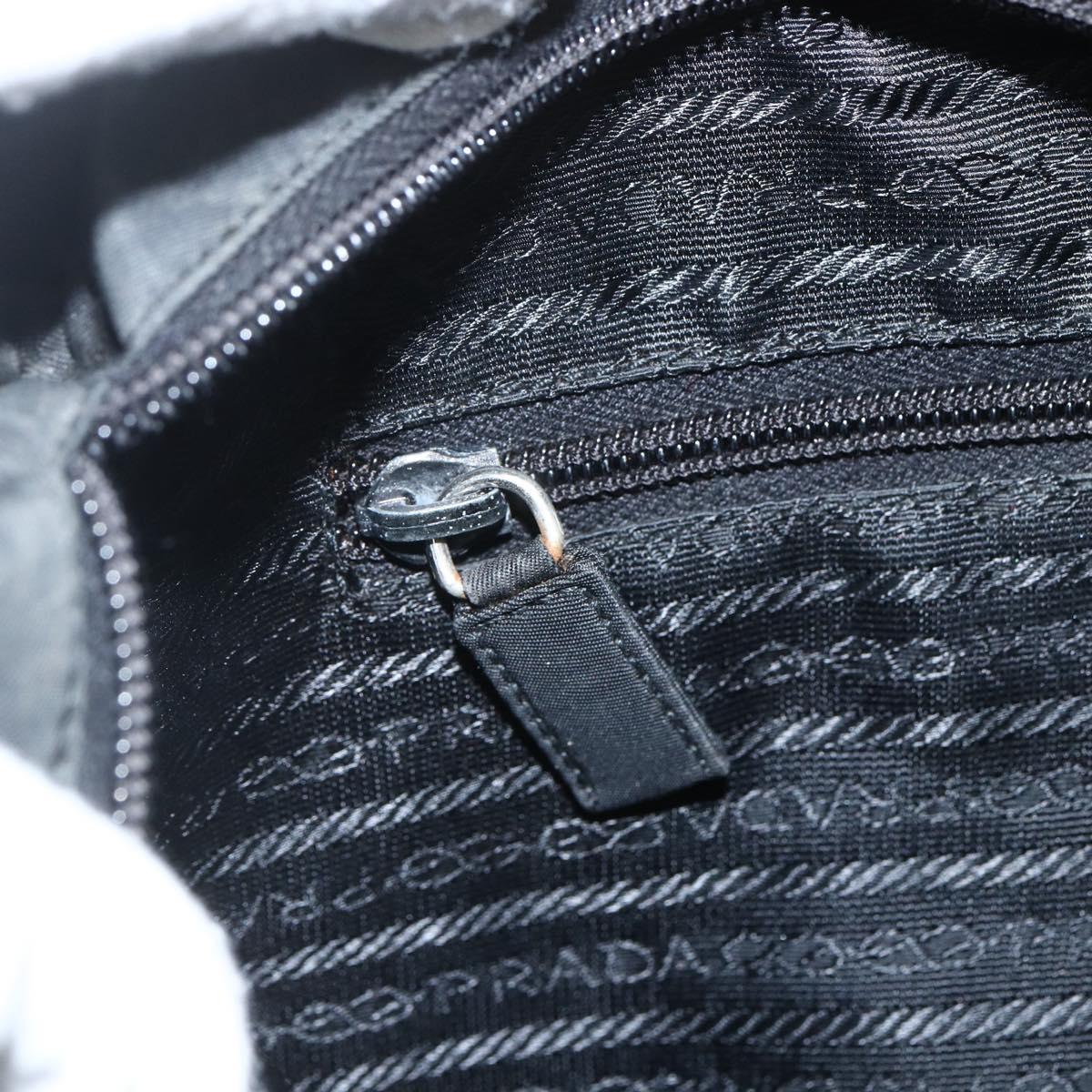 PRADA Tote Bag Nylon Black Silver Auth 151639