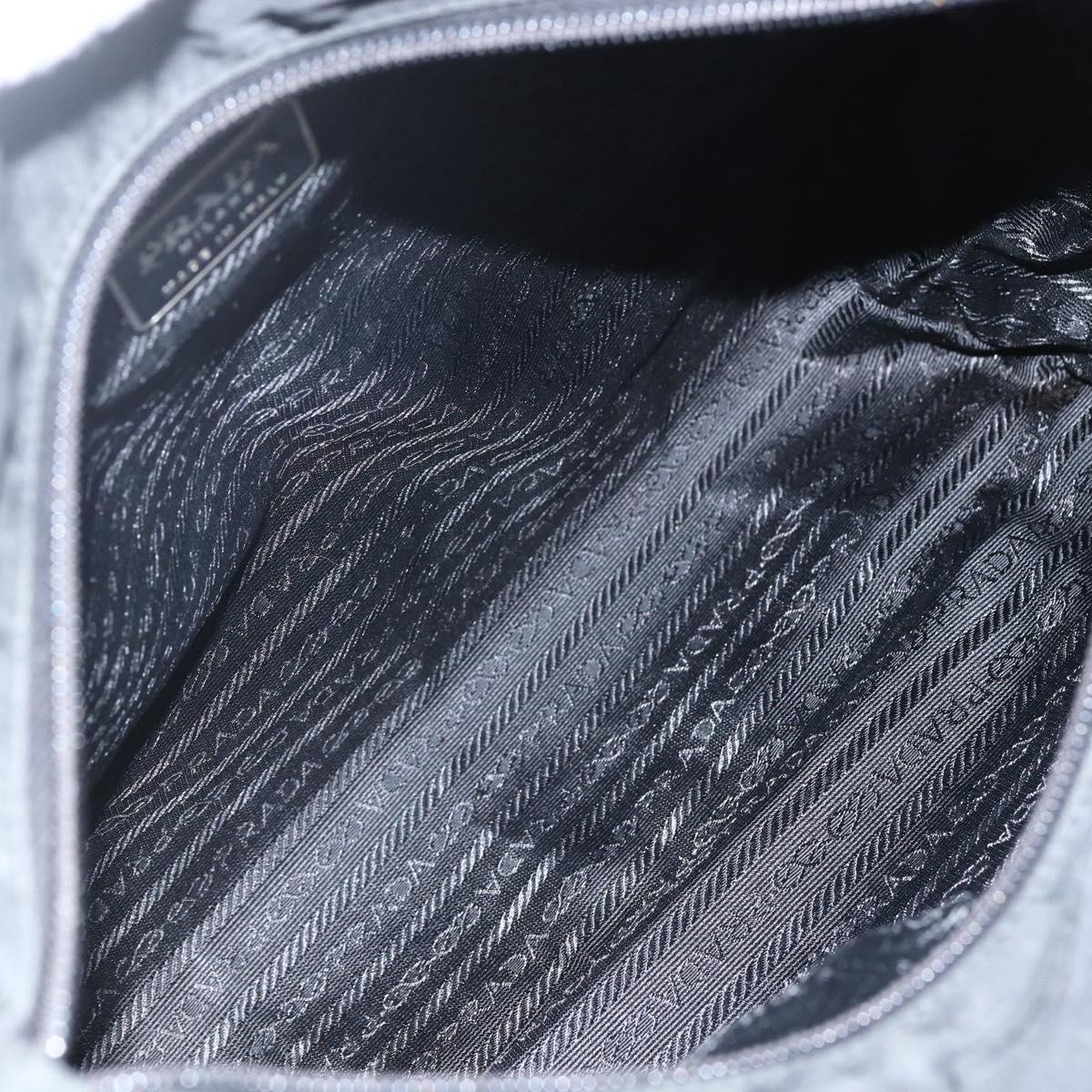 PRADA Tote Bag Nylon Black Silver Auth 151639