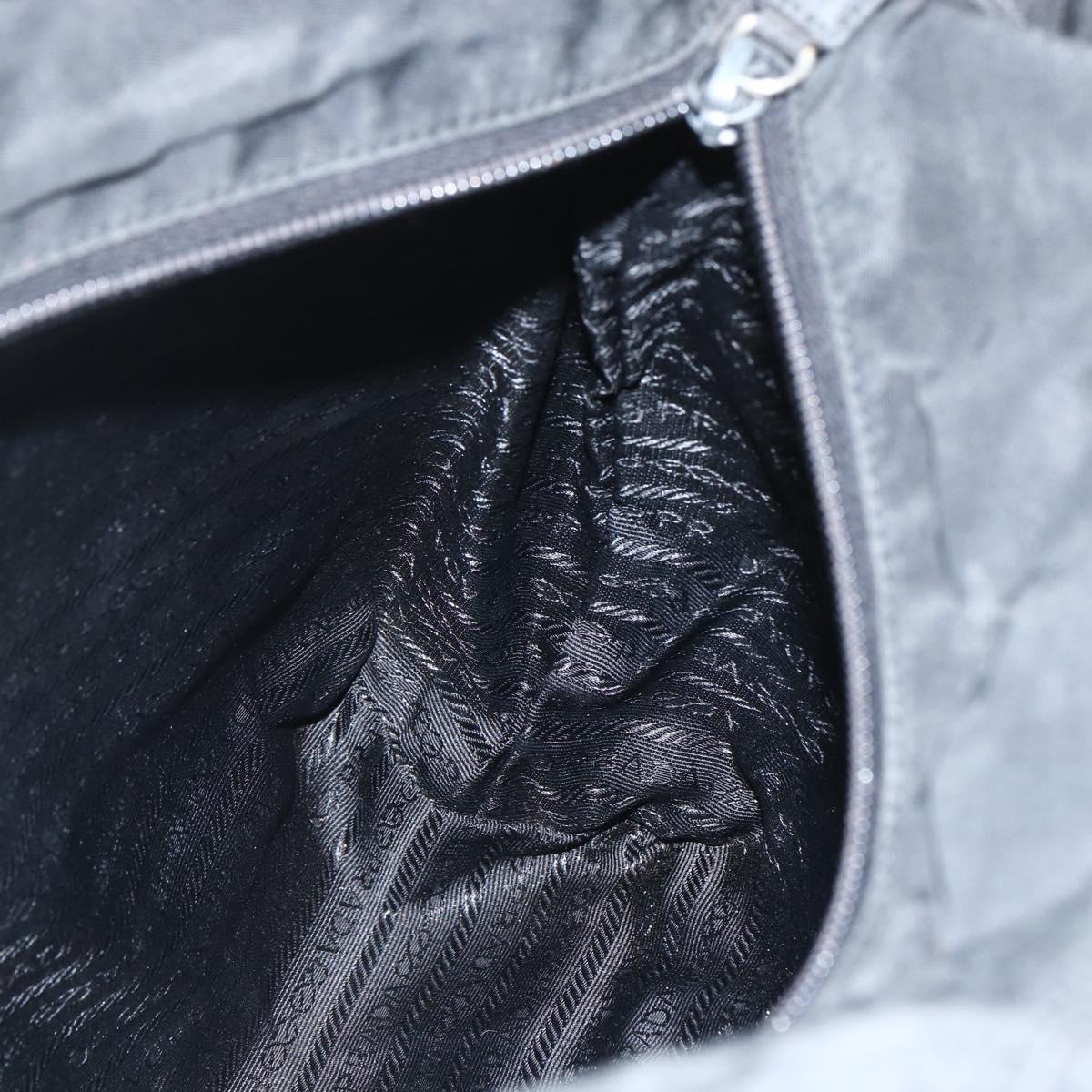 PRADA Tote Bag Nylon Black Silver Auth 151639