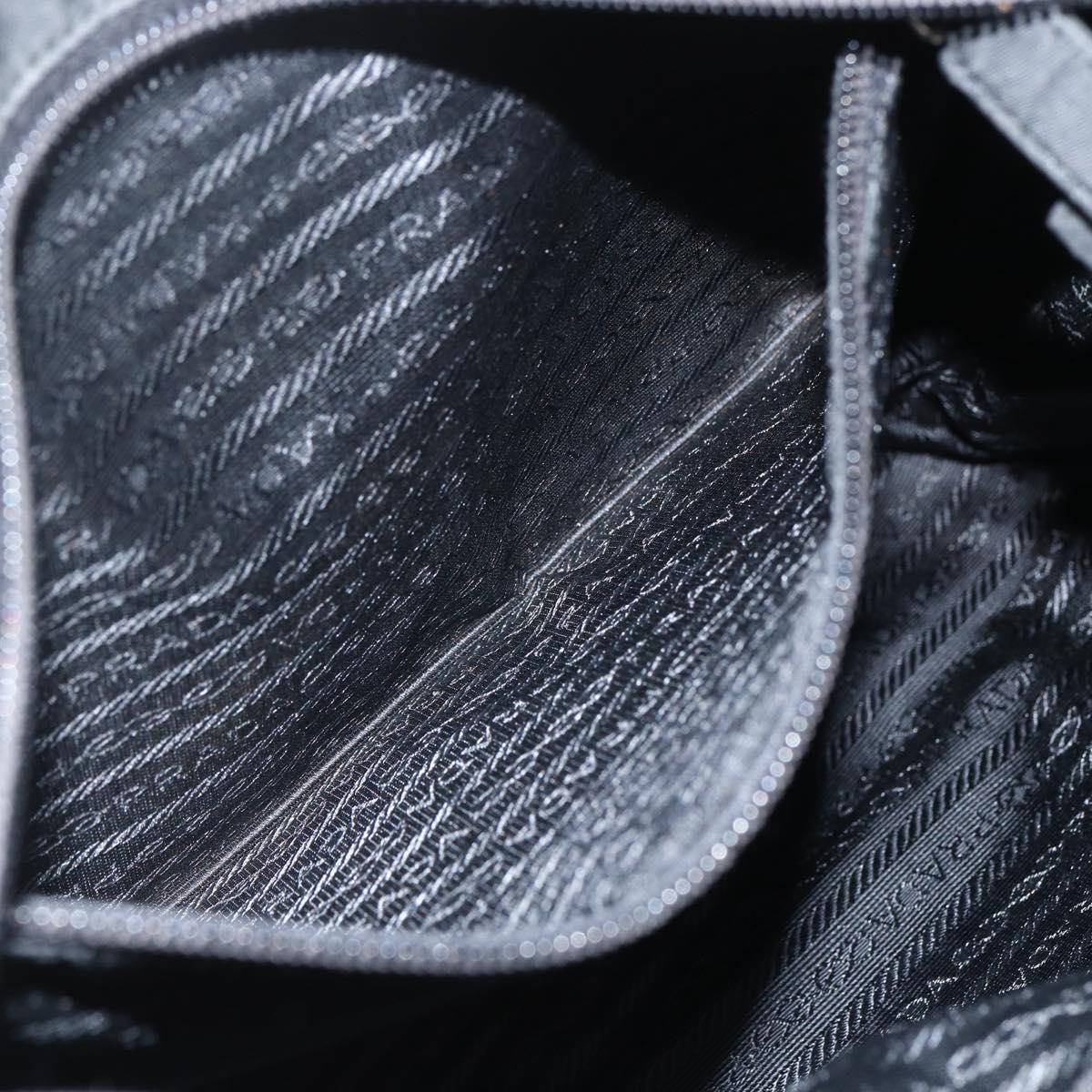 PRADA Tote Bag Nylon Black Silver Auth 151639