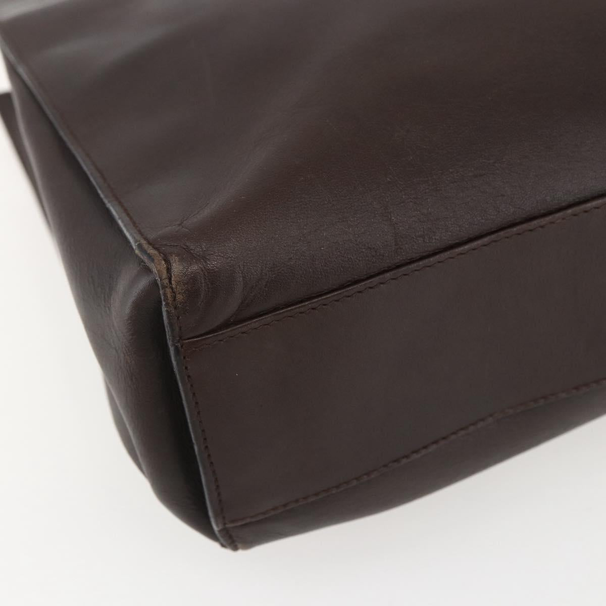 GUCCI Hand Bag Leather Brown Gold 002 0347 Auth 151640