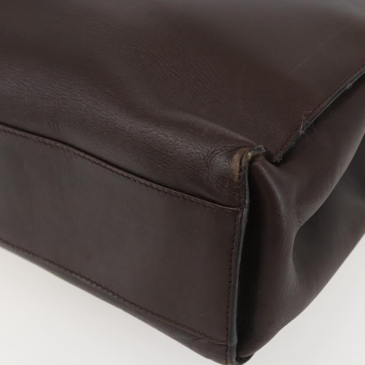 GUCCI Hand Bag Leather Brown Gold 002 0347 Auth 151640