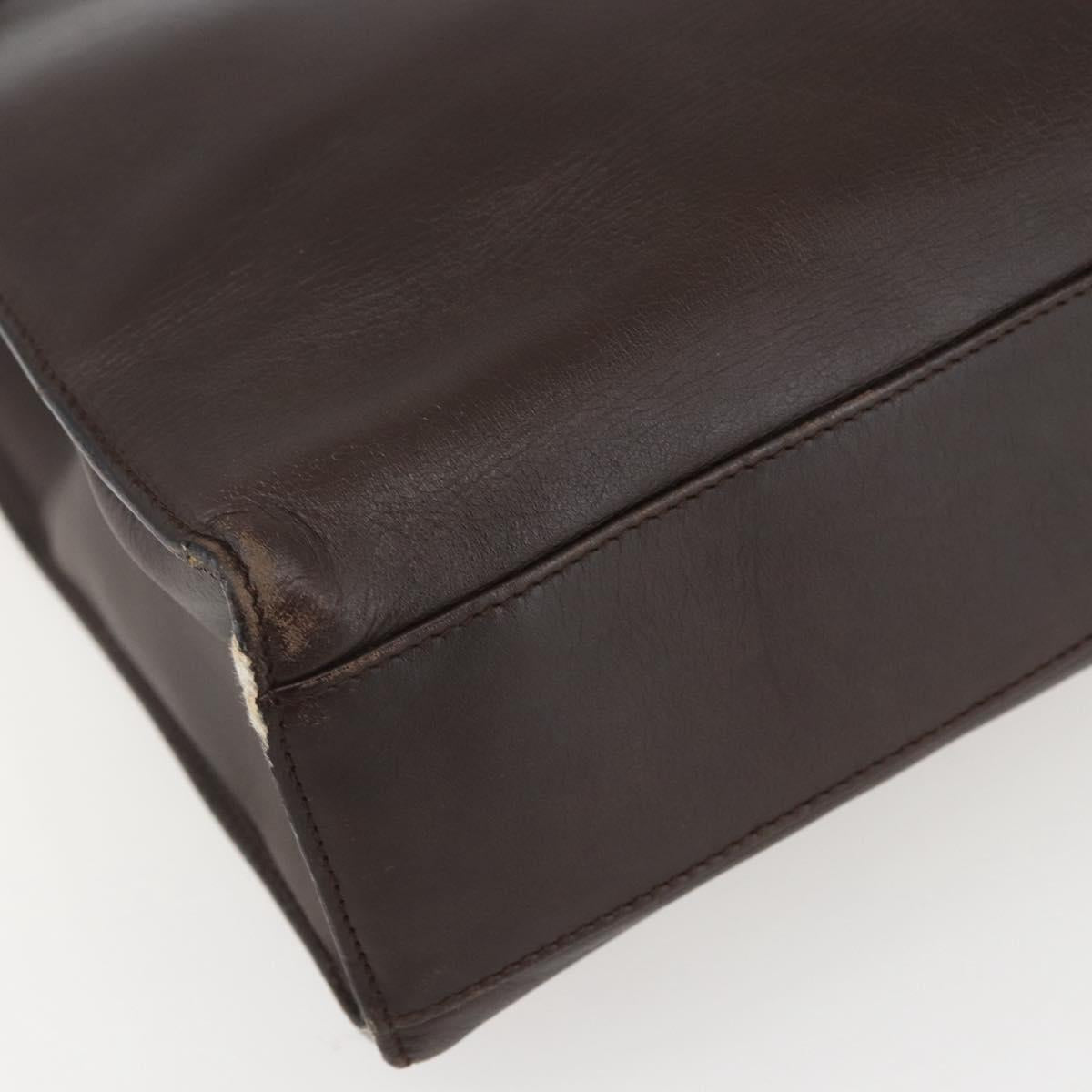 GUCCI Hand Bag Leather Brown Gold 002 0347 Auth 151640