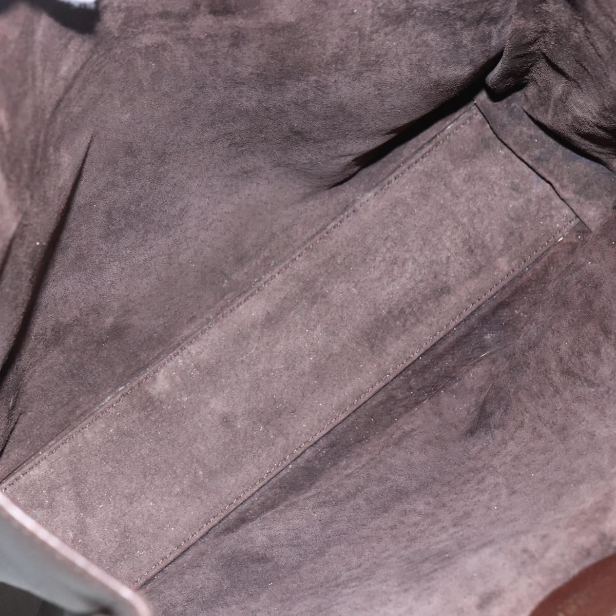 GUCCI Hand Bag Leather Brown Gold 002 0347 Auth 151640