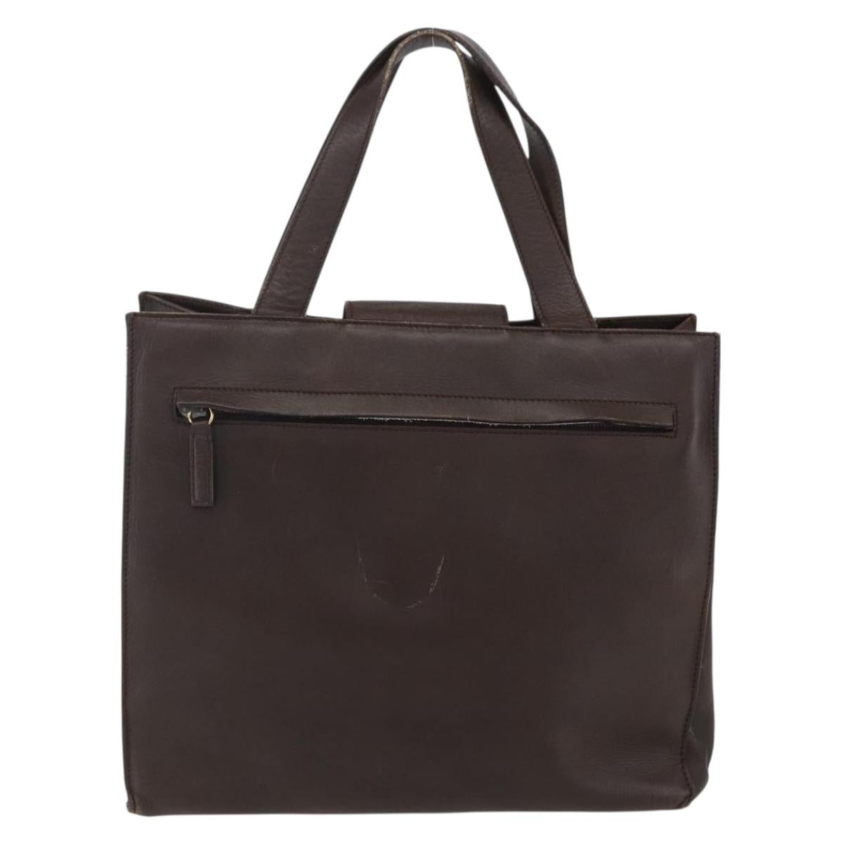 GUCCI Hand Bag Leather Brown Gold 002 0347 Auth 151640