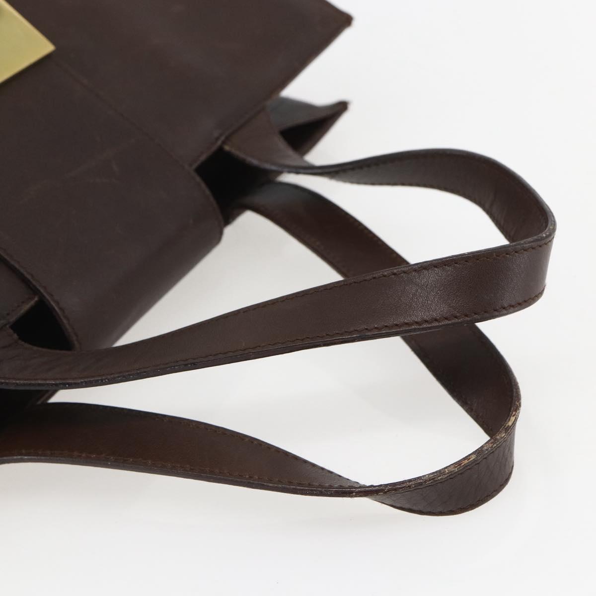 GUCCI Hand Bag Leather Brown Gold 002 0347 Auth 151640