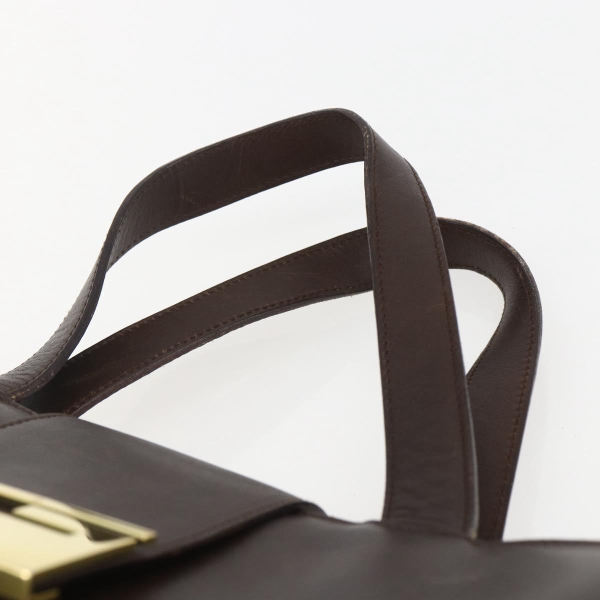 GUCCI Hand Bag Leather Brown Gold 002 0347 Auth 151640