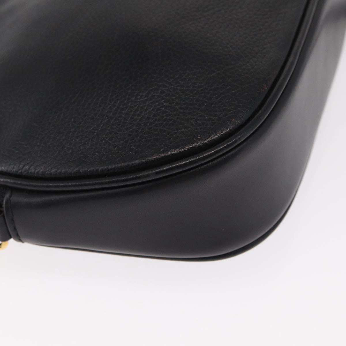 GUCCI Shoulder Bag Leather Black Gold 007 00 0094 Auth 151642