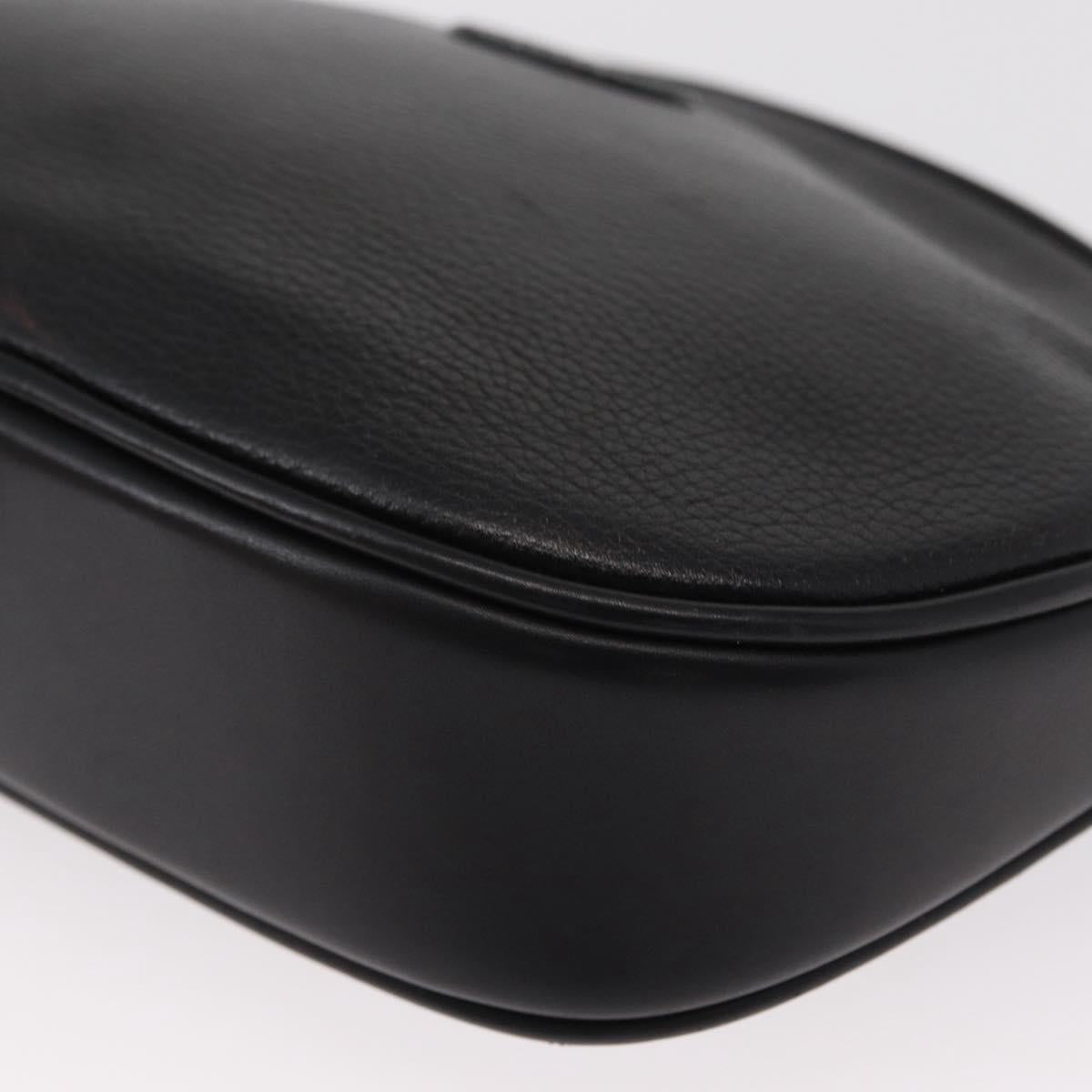 GUCCI Shoulder Bag Leather Black Gold 007 00 0094 Auth 151642