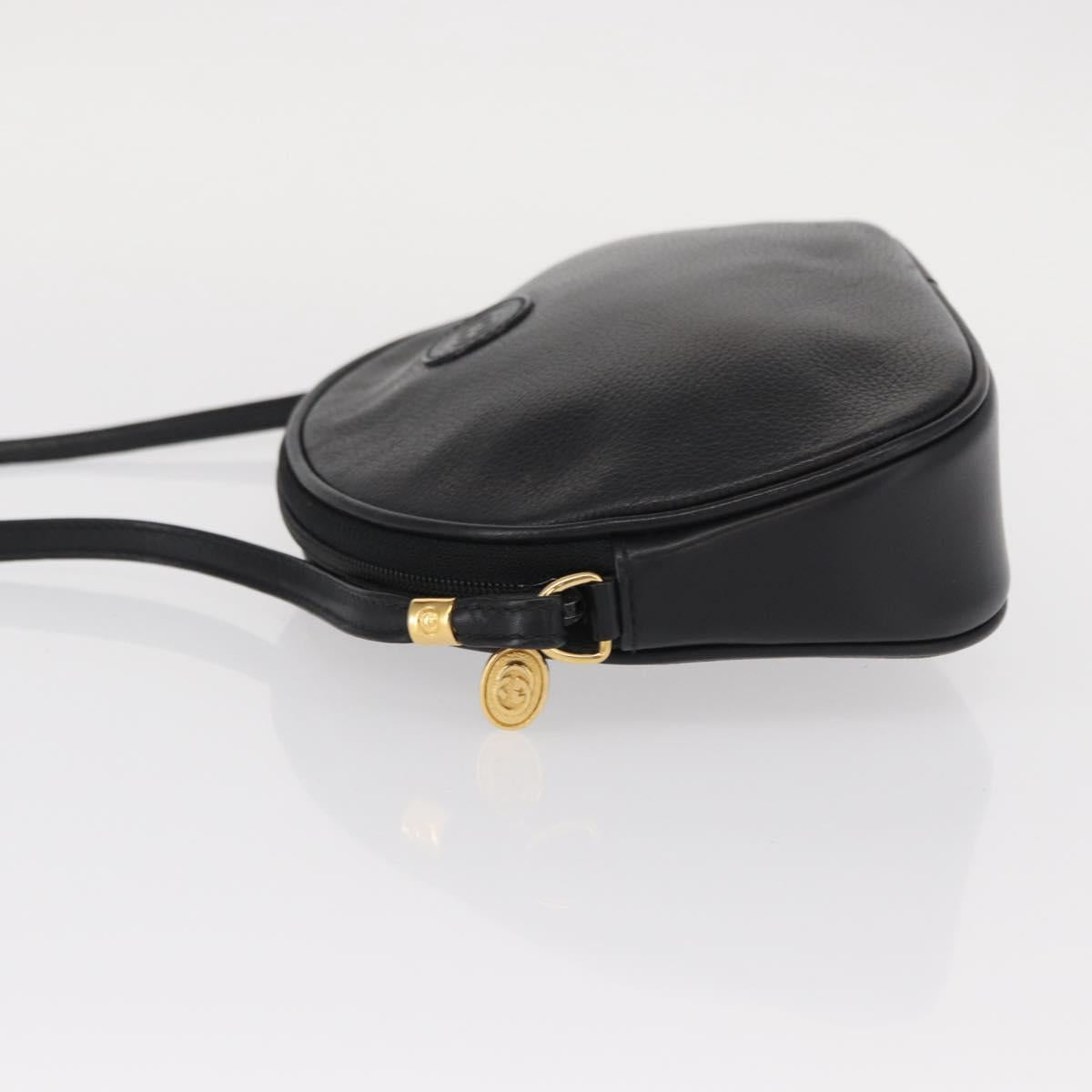 GUCCI Shoulder Bag Leather Black Gold 007 00 0094 Auth 151642