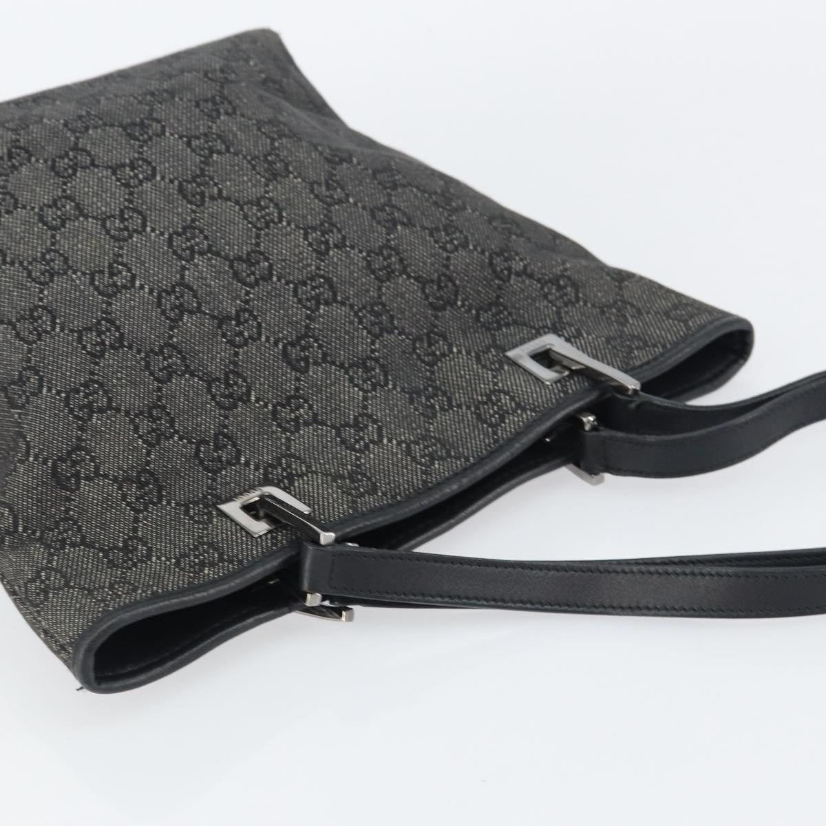GUCCI GG Canvas Tote Bag Black Silver 31244 Auth 151644