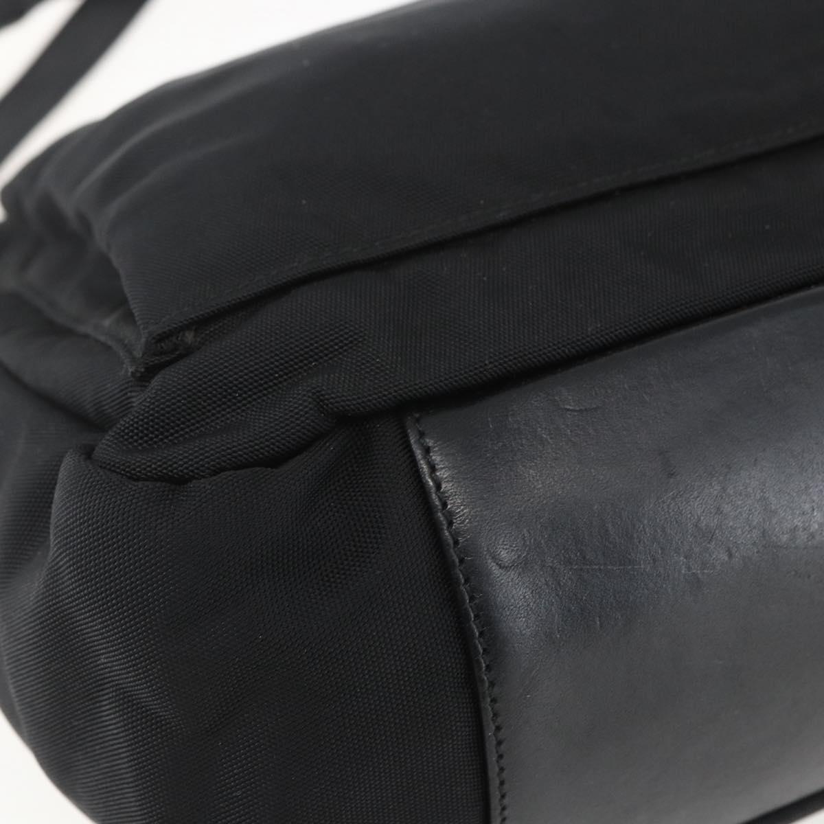 GUCCI Bamboo Shoulder Bag Nylon 2way Black Gold 000 0509 Auth 151645