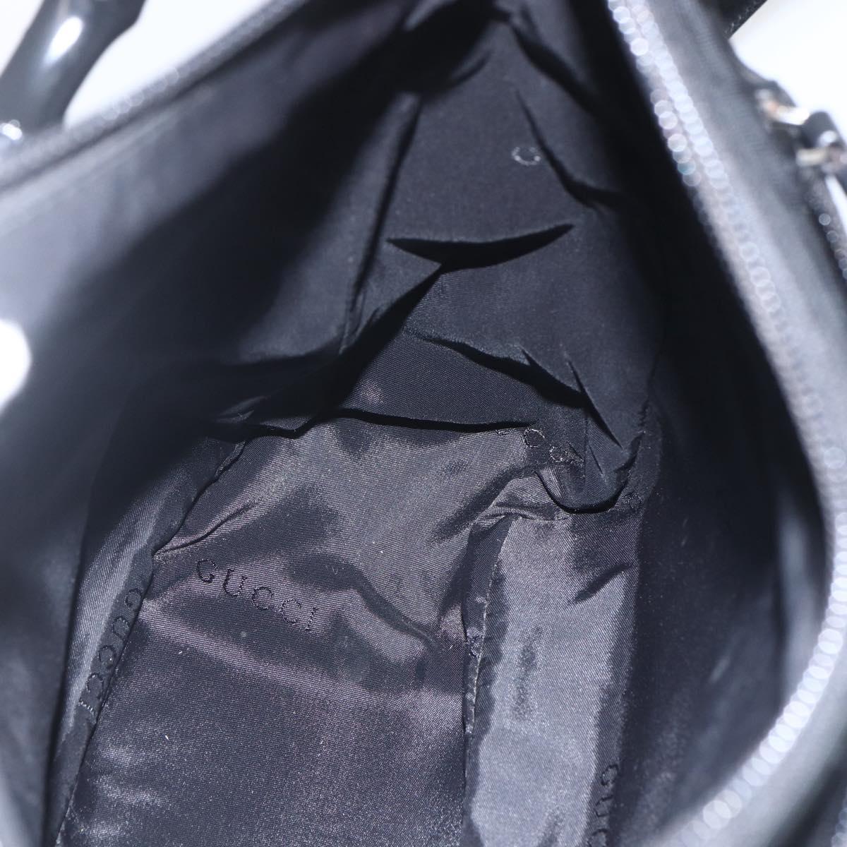 GUCCI Bamboo Shoulder Bag Nylon 2way Black Gold 000 0509 Auth 151645