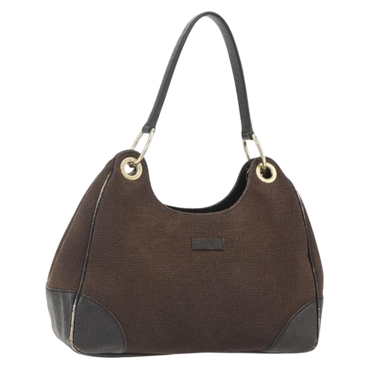 GUCCI Guccissima Shoulder Bag Canvas Brown Gold 257265 Auth 151646