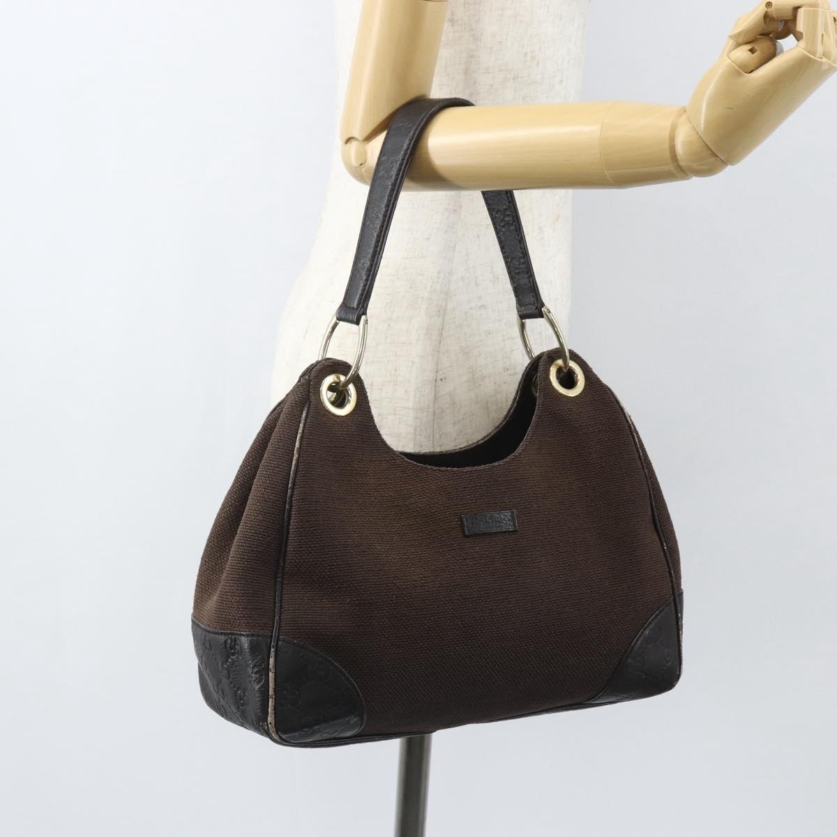 GUCCI Guccissima Shoulder Bag Canvas Brown Gold 257265 Auth 151646