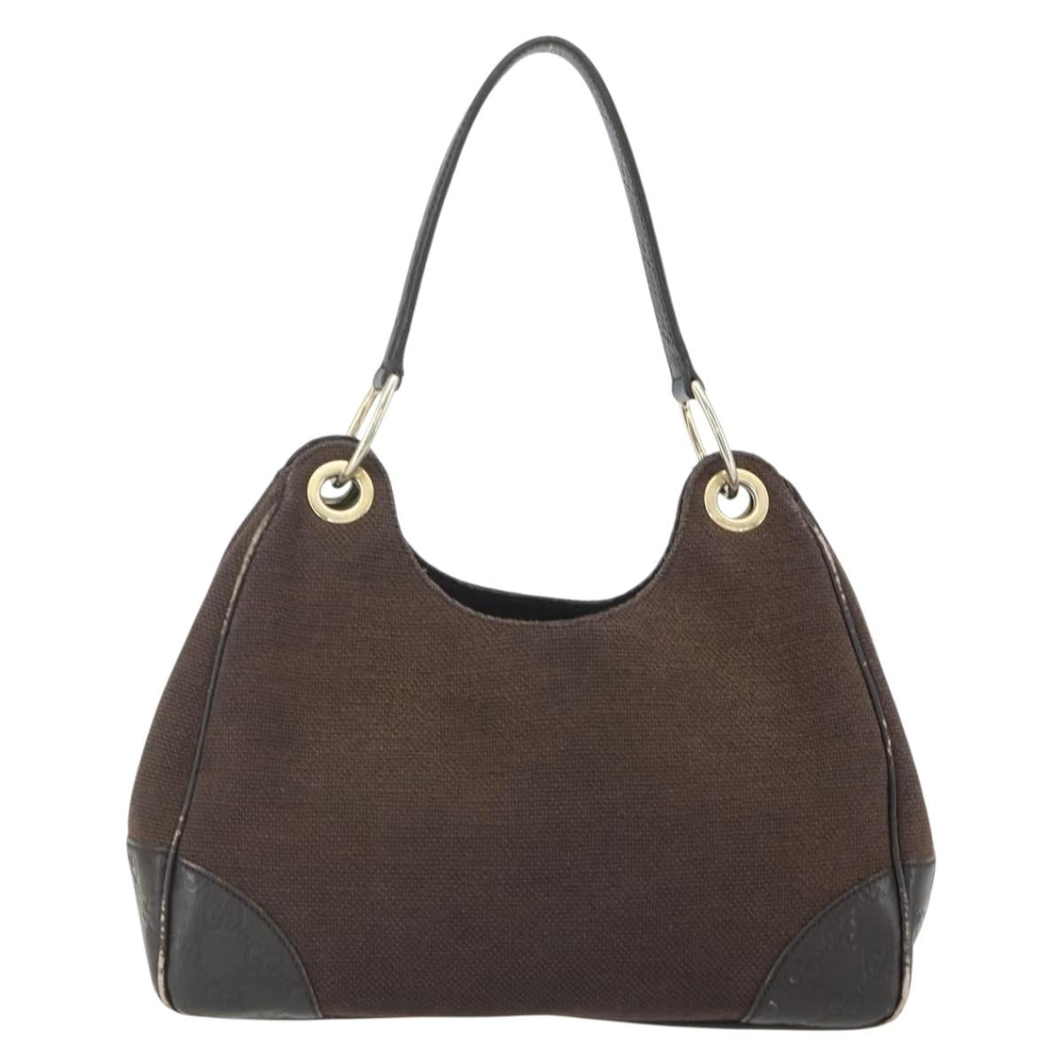 GUCCI Guccissima Shoulder Bag Canvas Brown Gold 257265 Auth 151646