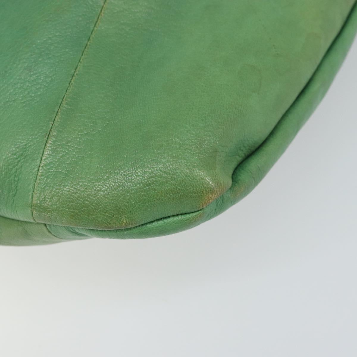 GUCCI Bamboo Hand Bag Leather Green Gold 124293 Auth 151647