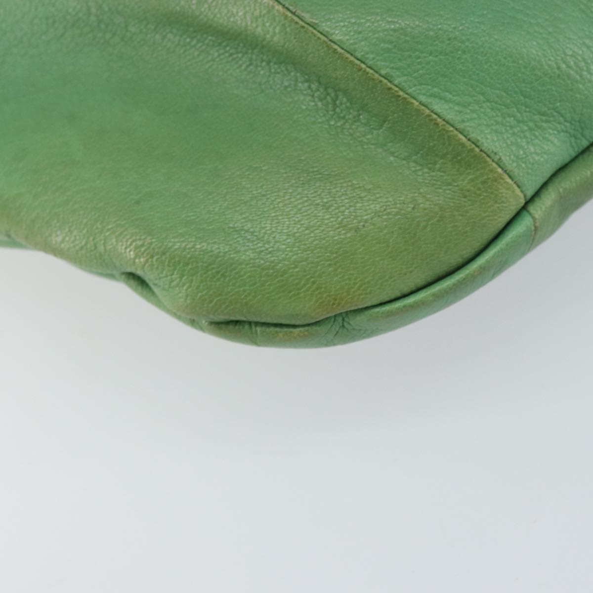 GUCCI Bamboo Hand Bag Leather Green Gold 124293 Auth 151647