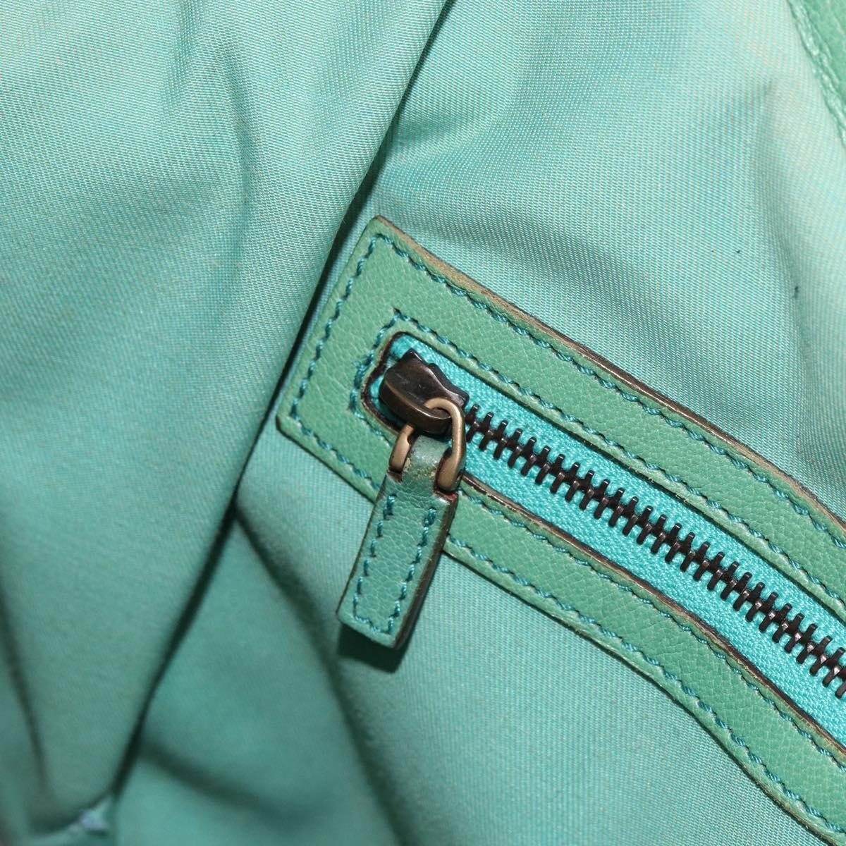 GUCCI Bamboo Hand Bag Leather Green Gold 124293 Auth 151647