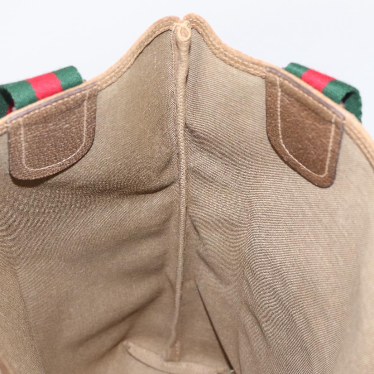 GUCCI GG Supreme Web Sherry Line Tote Bag PVC Beige Gold 39 02 003 Auth 151648