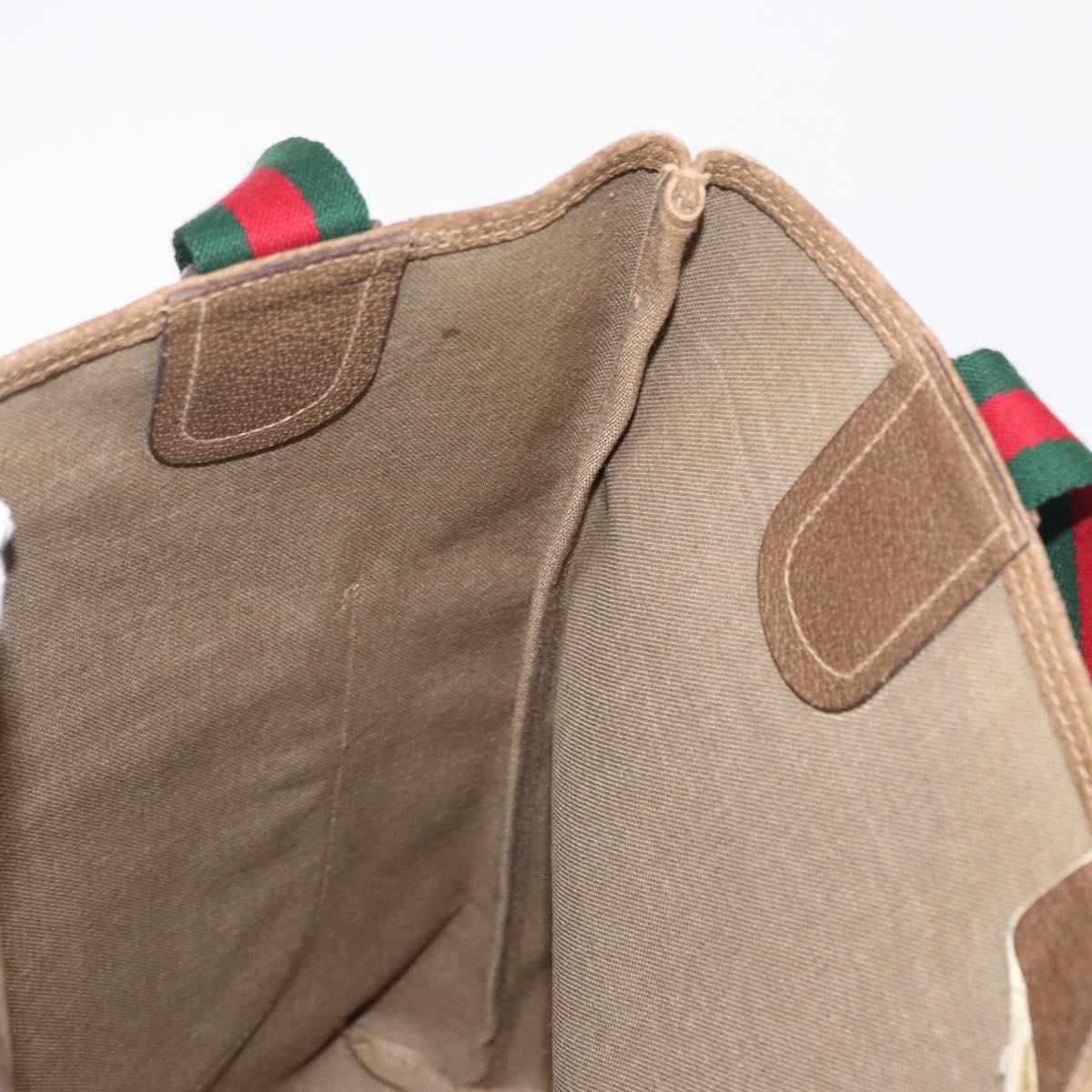 GUCCI GG Supreme Web Sherry Line Tote Bag PVC Beige Gold 39 02 003 Auth 151648