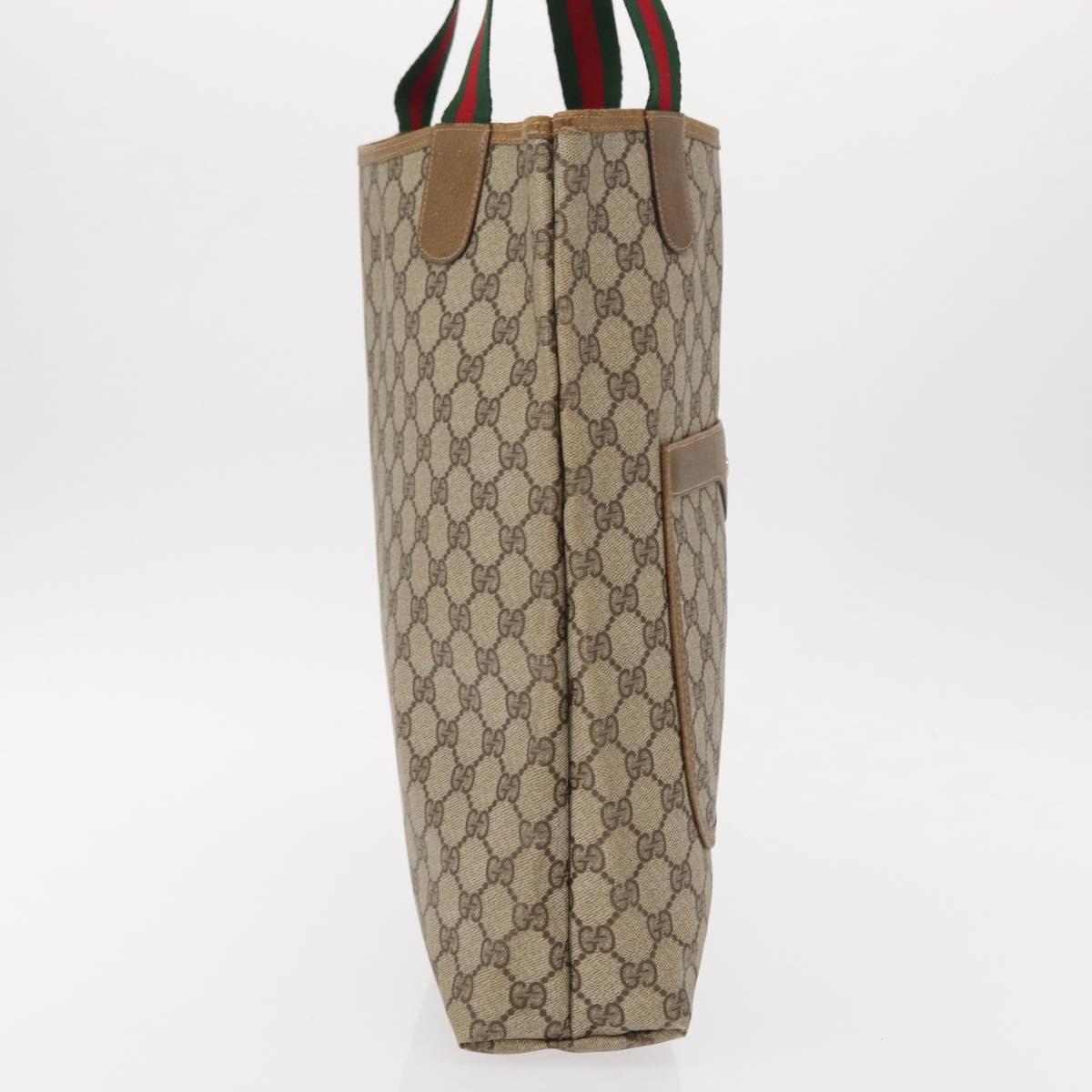 GUCCI GG Supreme Web Sherry Line Tote Bag PVC Beige Gold 39 02 003 Auth 151648