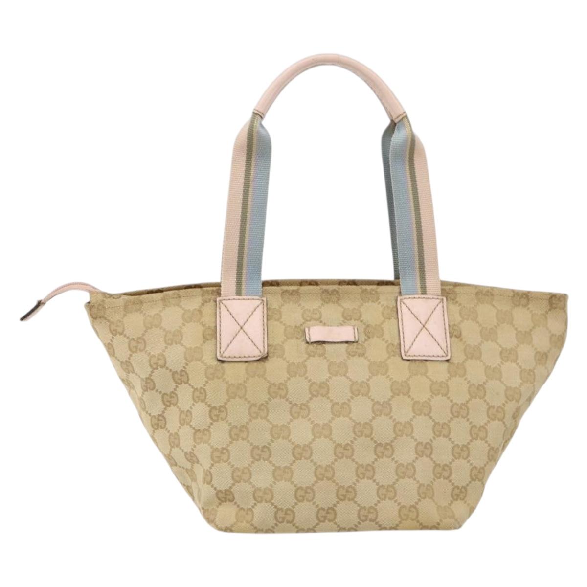 GUCCI GG Canvas Hand Bag Beige Gold 131228 Auth 151650