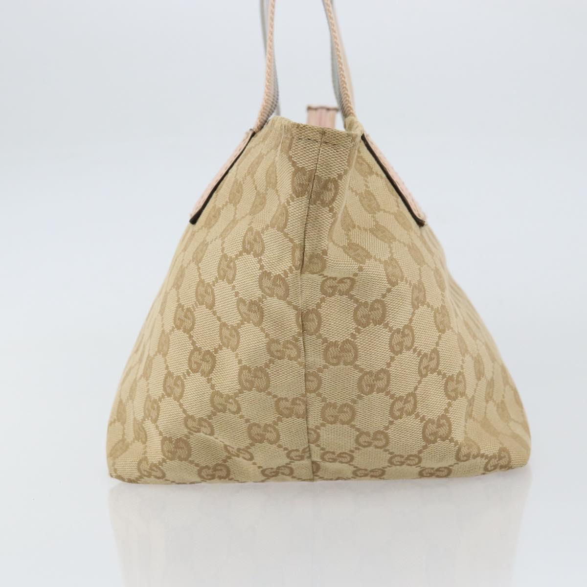 GUCCI GG Canvas Hand Bag Beige Gold 131228 Auth 151650