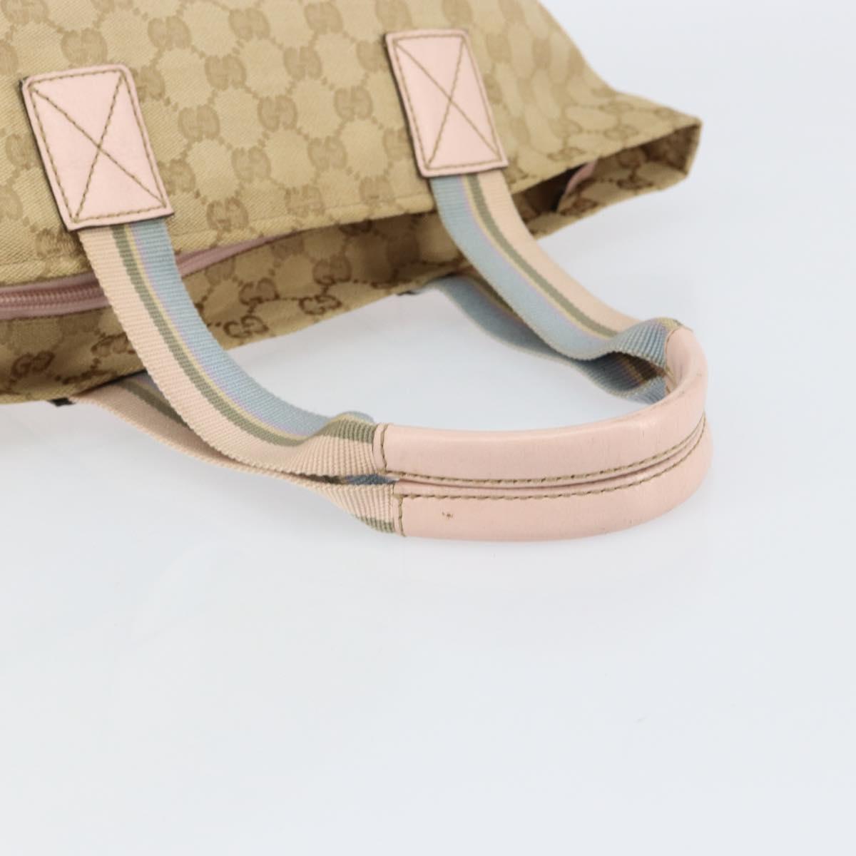 GUCCI GG Canvas Hand Bag Beige Gold 131228 Auth 151650