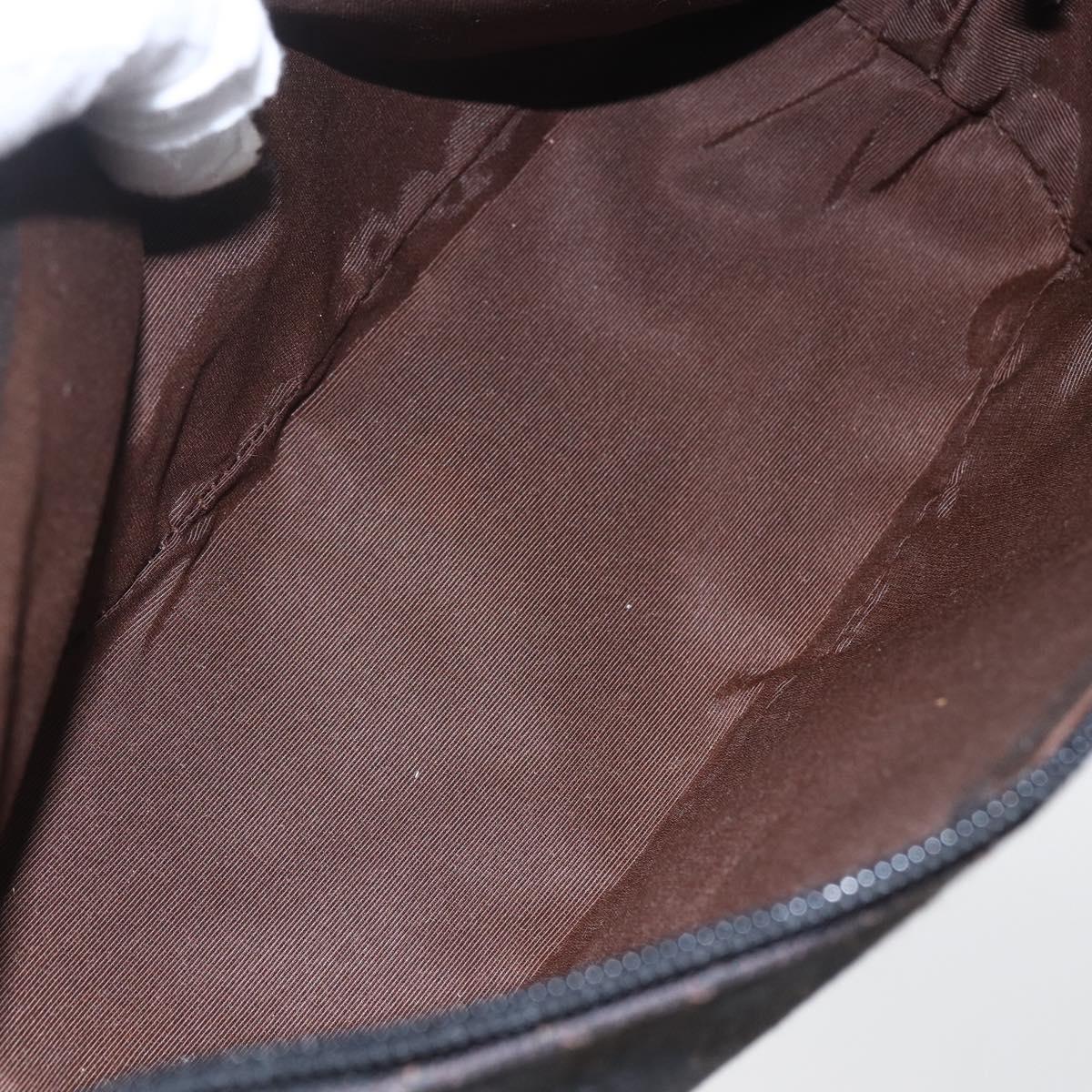 GUCCI GG Canvas Accessory Pouch Brown Silver 07198 Auth 151651