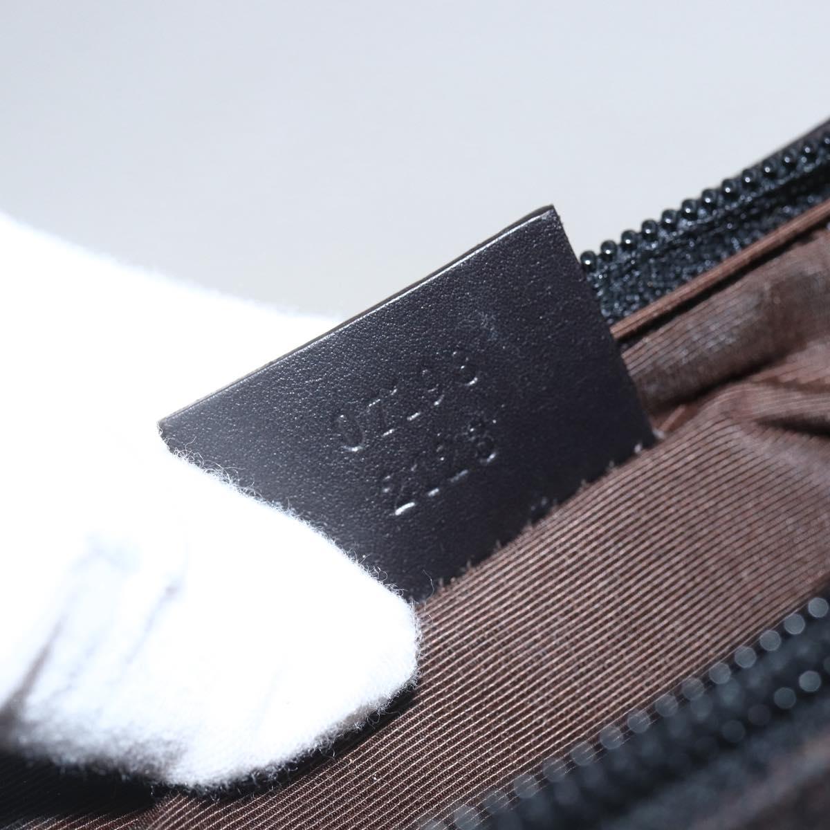 GUCCI GG Canvas Accessory Pouch Brown Silver 07198 Auth 151651