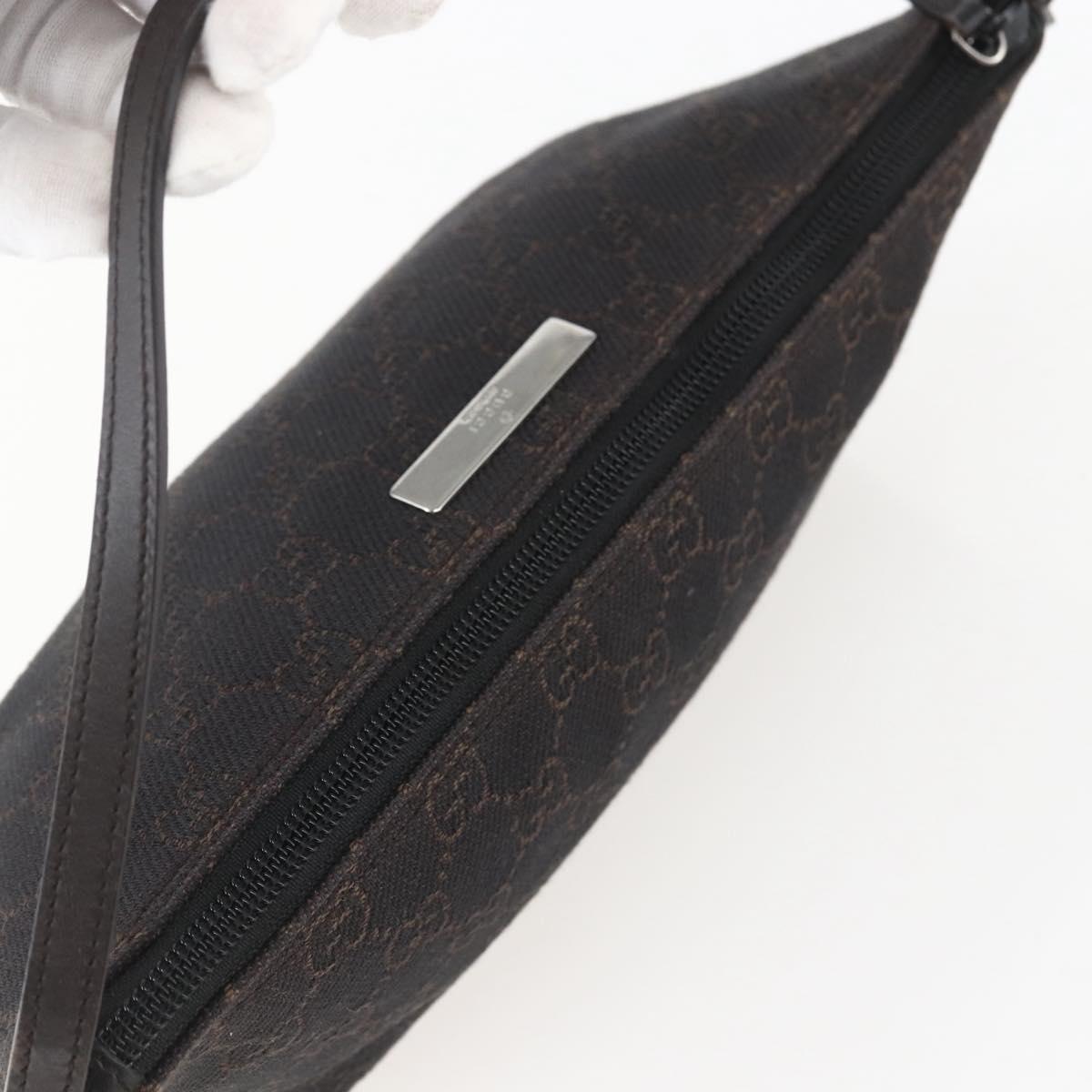 GUCCI GG Canvas Accessory Pouch Brown Silver 07198 Auth 151651