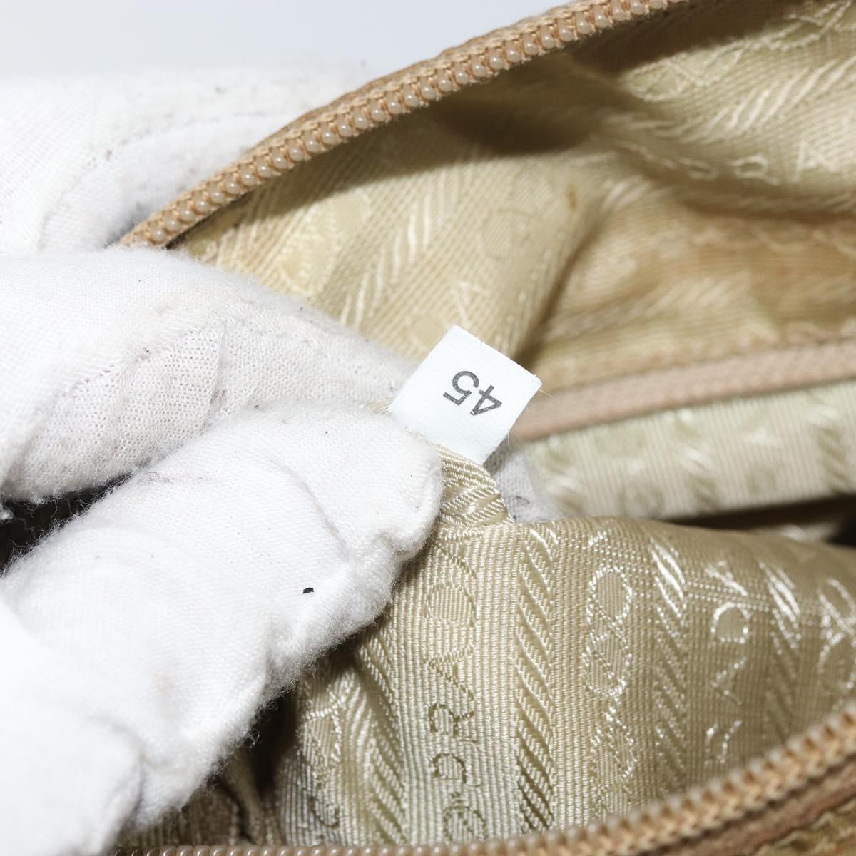 PRADA Shoulder Bag Nylon Beige Silver Auth 151654
