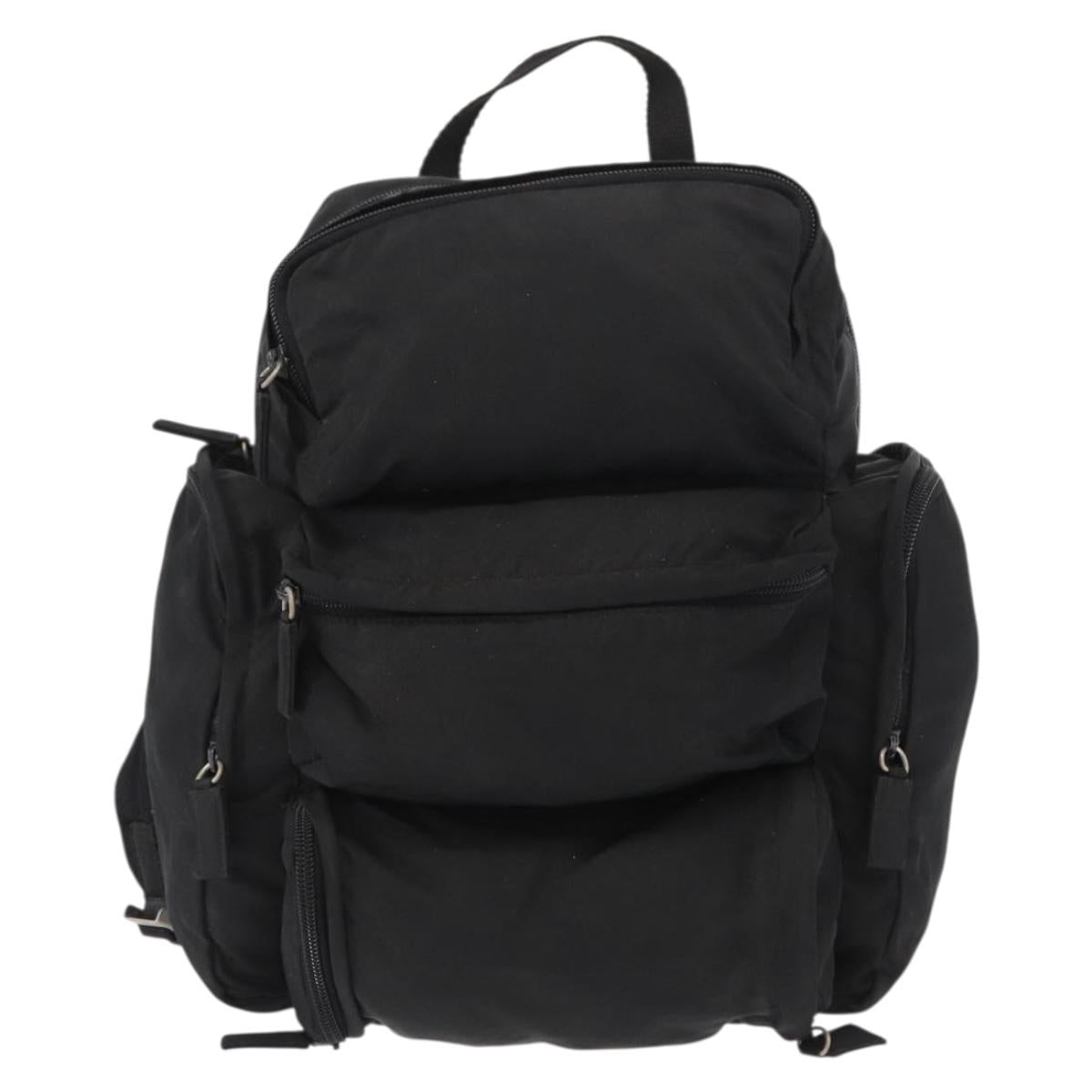 PRADA Backpack Nylon Black Silver Auth 151656