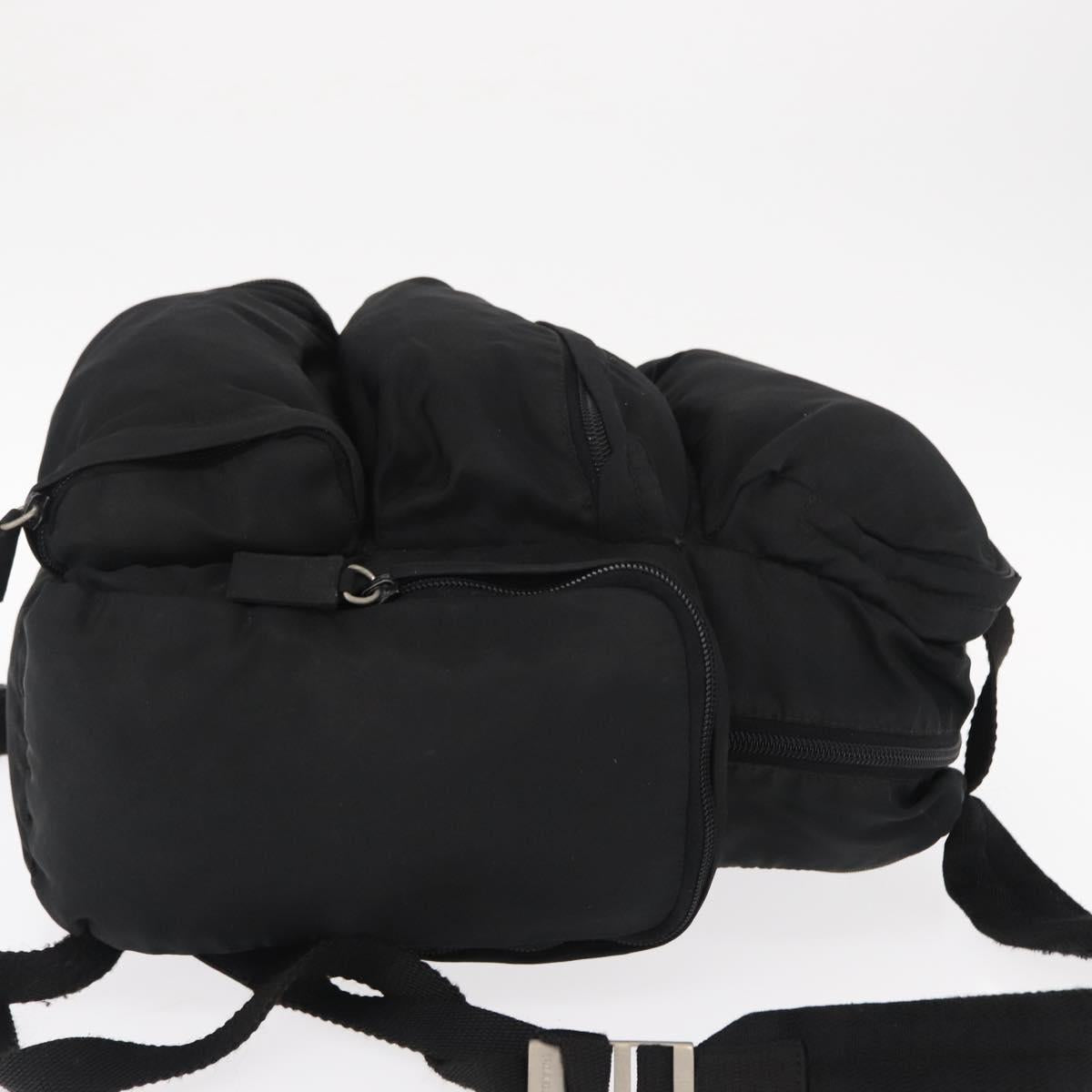 PRADA Backpack Nylon Black Silver Auth 151656