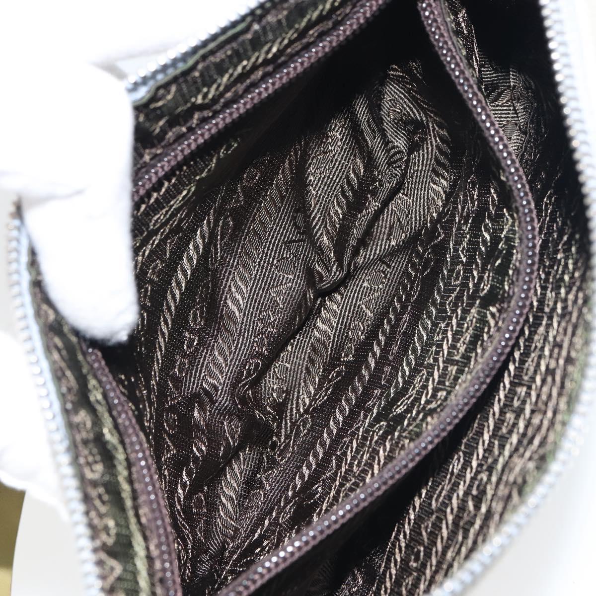 PRADA Accessory Pouch Canvas Gray Silver Auth 151657