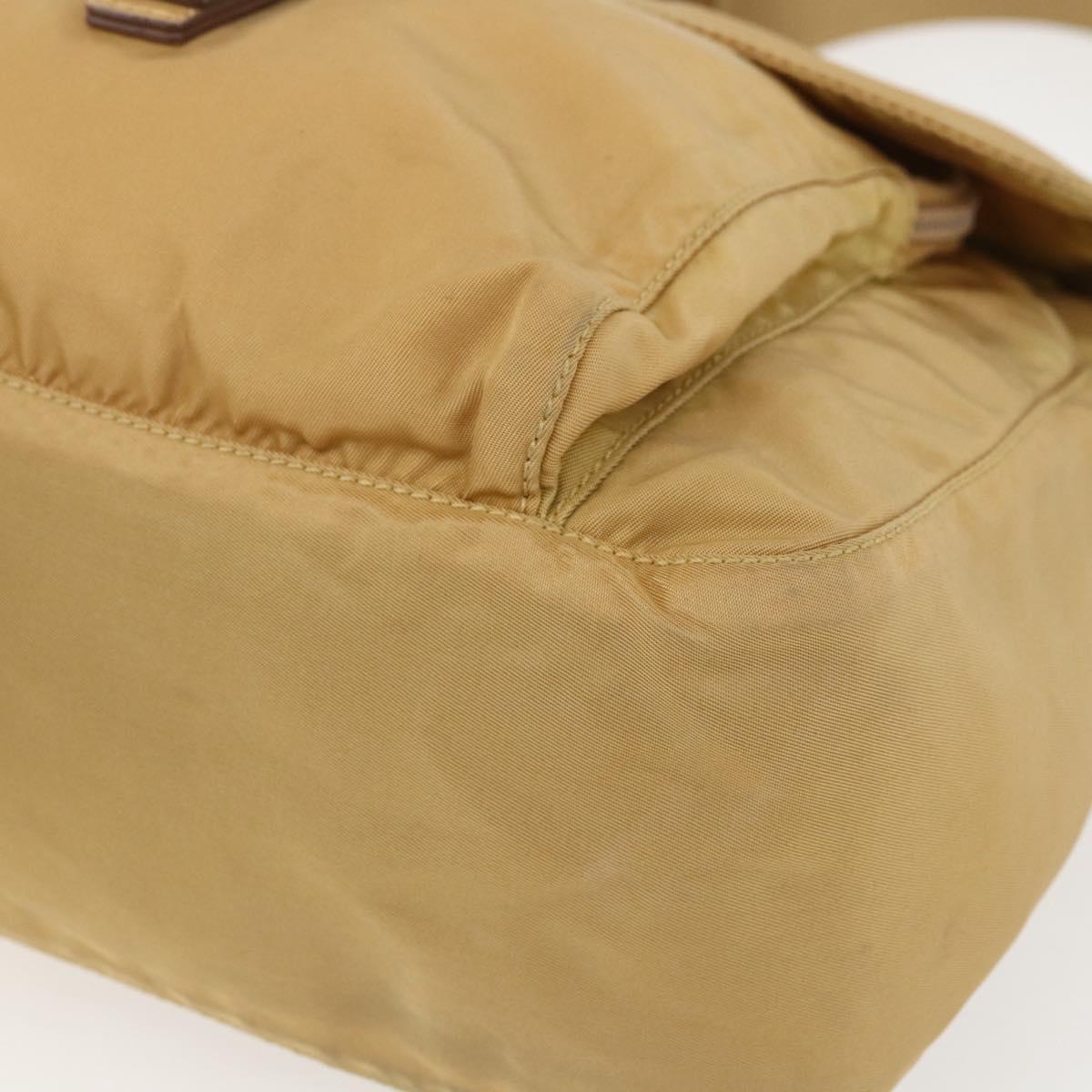 PRADA Shoulder Bag Nylon Beige Silver Auth 151658