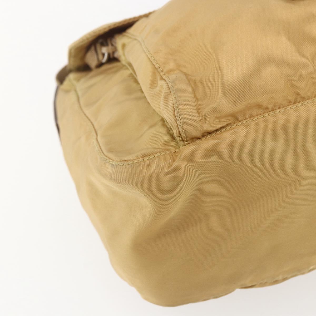 PRADA Shoulder Bag Nylon Beige Silver Auth 151658
