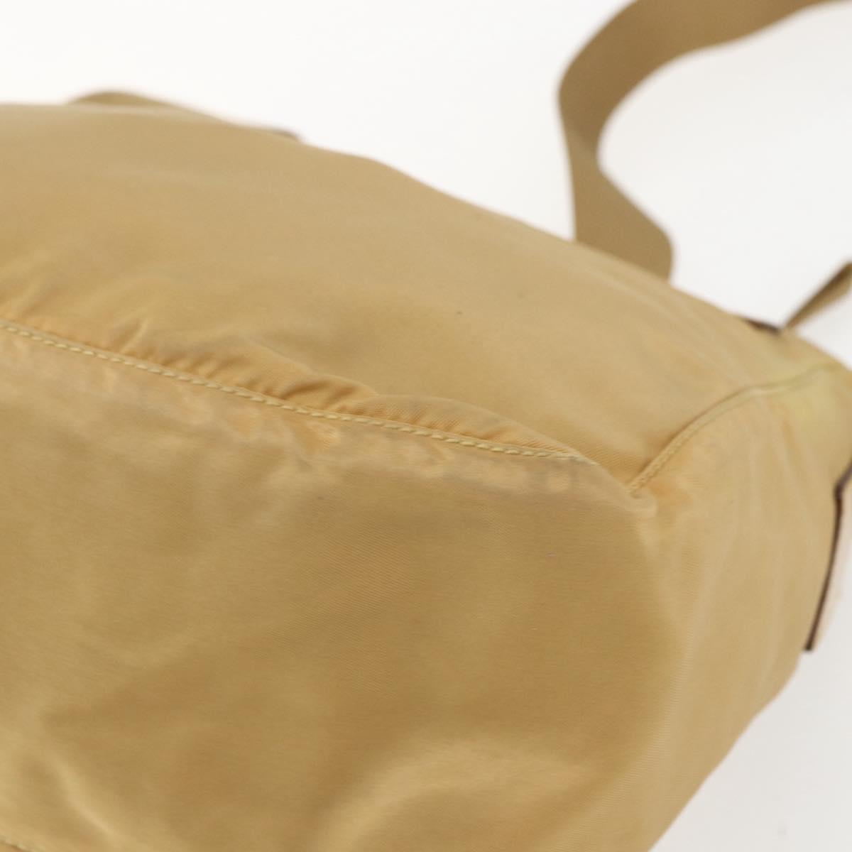 PRADA Shoulder Bag Nylon Beige Silver Auth 151658