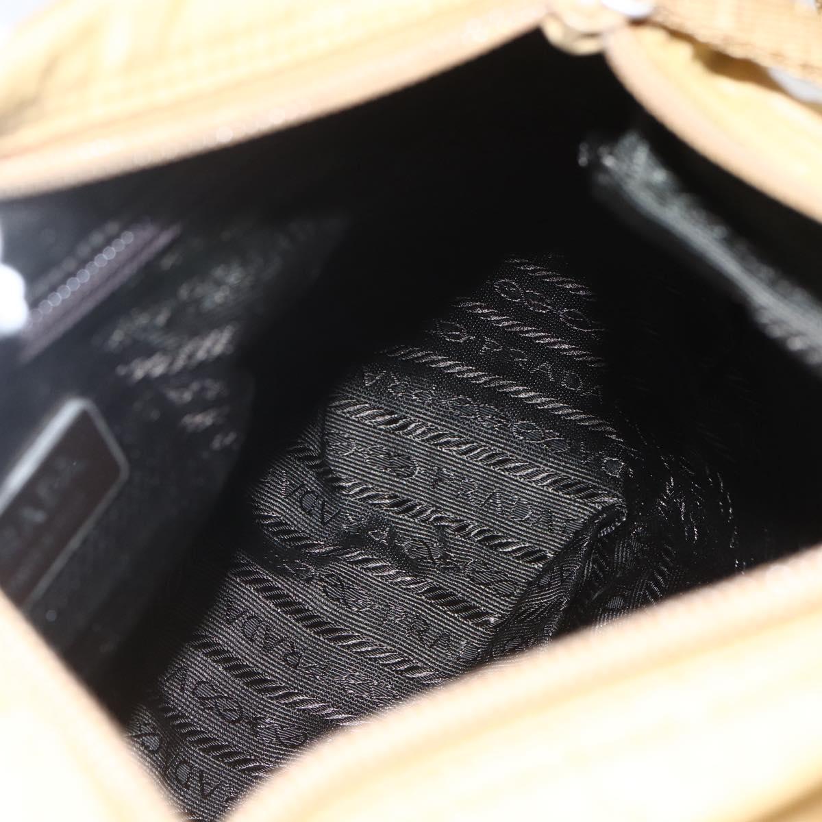 PRADA Shoulder Bag Nylon Beige Silver Auth 151658