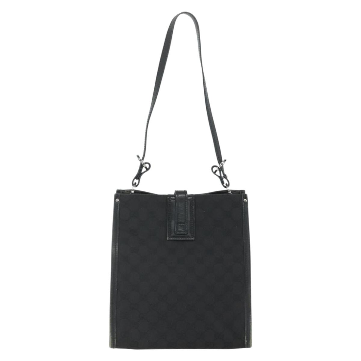 GUCCI GG Canvas Shoulder Bag Black Silver 110292 Auth 151660