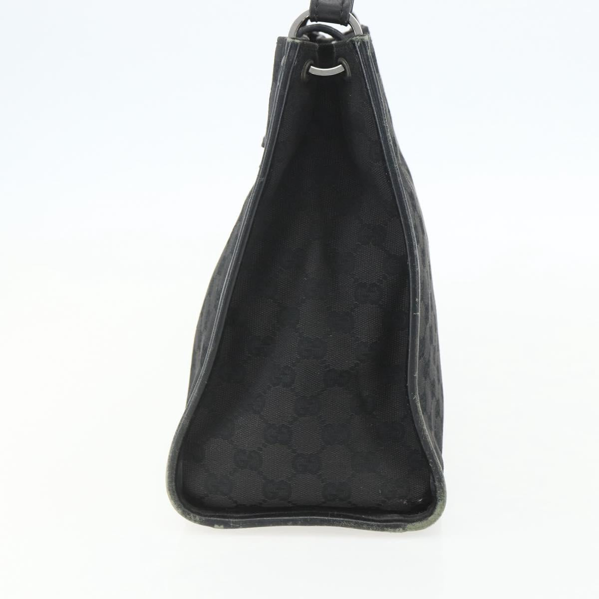 GUCCI GG Canvas Shoulder Bag Black Silver 110292 Auth 151660