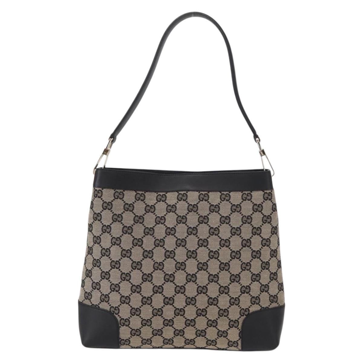 GUCCI GG Canvas Shoulder Bag Beige Navy gold 001 4231 Auth 151662